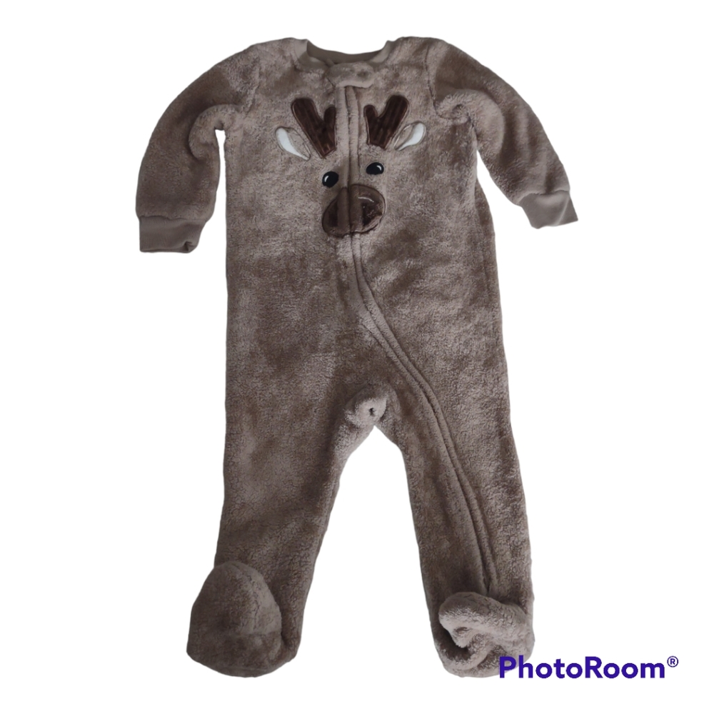 North Pole Unisex Reindeer Christmas Sleeper Pajamas sz 12 months
